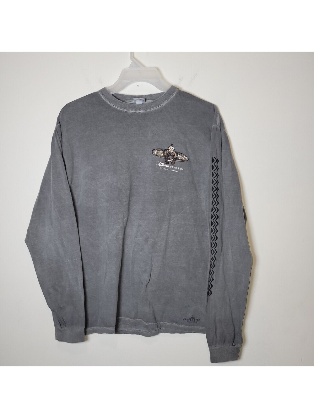 Disney Aulani Resort & Spa Long Sleeve T-Shirt Crazy Shirt Crater Dyed Gray M